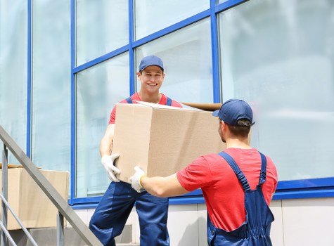 Furniture and boxes loaded into a moving van