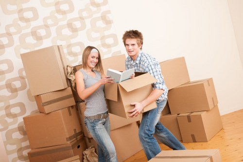 Careful unloading of household items at a new home