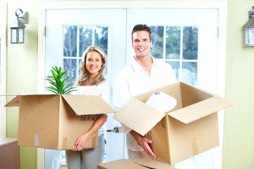 Packed boxes and furniture ready for house removals